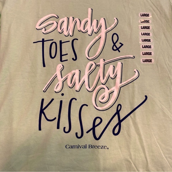 NEXT LEVEL Sandy Toes & Salty Kisses L Coastal Graphic Printed T-Shirt Mint NWT - Picture 7 of 7